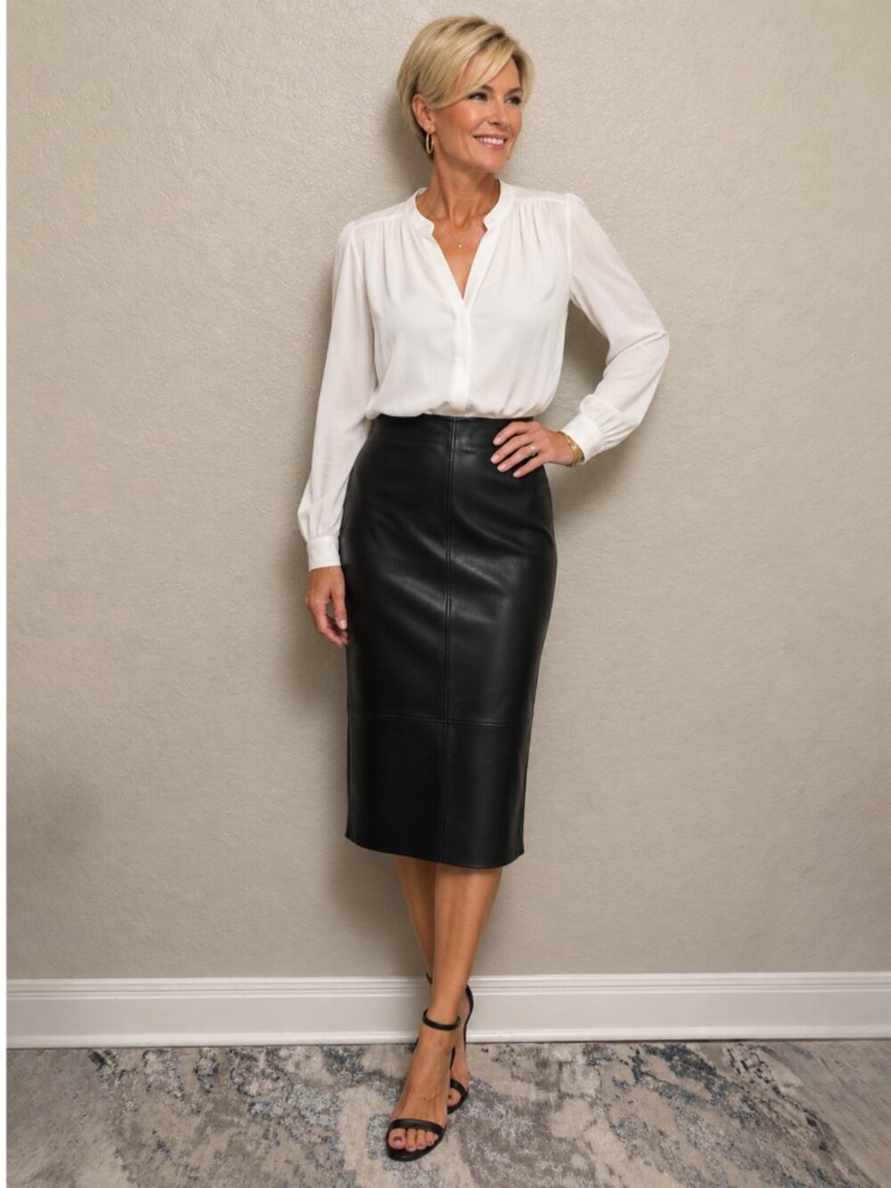 Alanni by Donny Brook Black Faux Leather Long Skirt, size 12, Y2K